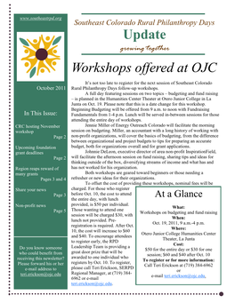 Update Workshops Offered At