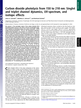 Carbon Dioxide Photolysis from 150 to 210 Nm: Singlet SPECIAL FEATURE and Triplet Channel Dynamics, UV-Spectrum, and Isotope Effects