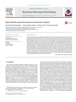 High Altitude Pulmonary Edema in Mountain Climbers