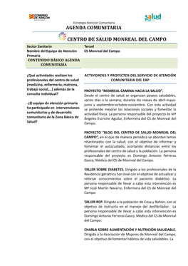 Agenda Comunitaria Centro De Salud Monreal Del Campo