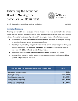 Estimating the Economic Boost of Marriage for Same-Sex Couples in Texas