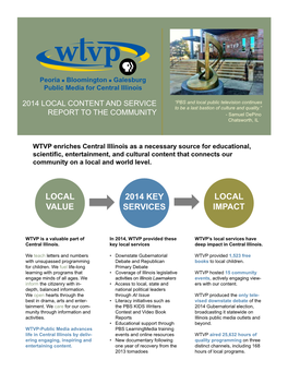 Local Value 2014 Key Services Local Impact