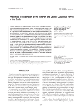 Anatomical Consideration of the Anterior and Lateral Cutaneous Nerves in the Scalp