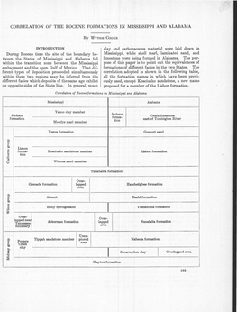 Correlation of the Eocene Formations in Mississippi and Alabama
