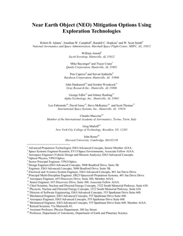 Near Earth Object (NEO) Mitigation Options Using Exploration Technologies