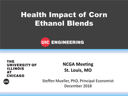 Health Impact of Corn Ethanol Blends