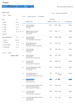 173 Affiliation Results