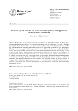 Chemical Aspects of Metal Ion Chelation in the Synthesis and Application Antibody-Based Radiotracers