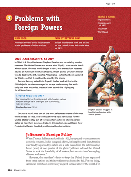 3 Problems with Foreign Powers Problems with Foreign Powers