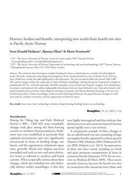 Hunters, Herders and Hearths: Interpreting New Results from Hearth Row Sites in Pasvik, Arctic Norway