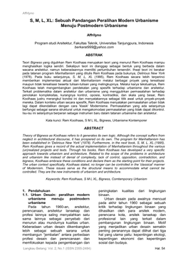 S, M, L, XL: Sebuah Pandangan Peralihan Modern Urbanisme Menuju Postmodern Urbanisme