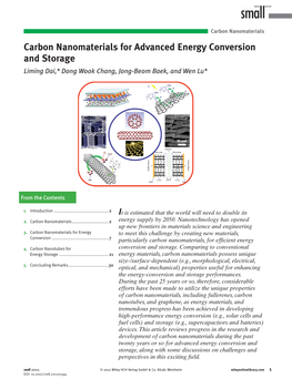 Carbon Nanomaterials for Advanced Energy Conversion and Storage Liming Dai , * Dong Wook Chang , Jong-Beom Baek , and Wen Lu *