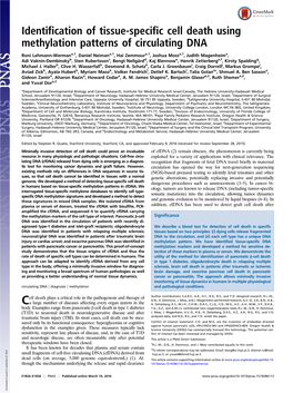 Identification of Tissue-Specific Cell Death Using Methylation Patterns of Circulating DNA