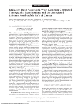 Radiation Dose Associated with Common Computed Tomography Examinations and the Associated Lifetime Attributable Risk of Cancer