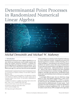 Determinantal Point Processes in Randomized Numerical Linear Algebra