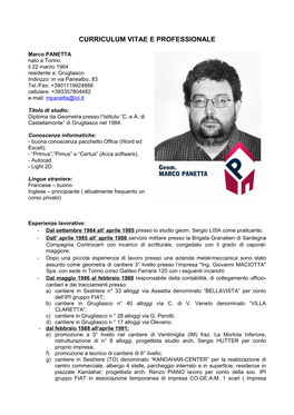 Curriculum Vitae E Professionale