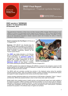DREF Final Report Madagascar: Tropical Cyclone Haruna
