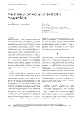 Miscellaneous Behavioural Observations of Malagasy Birds