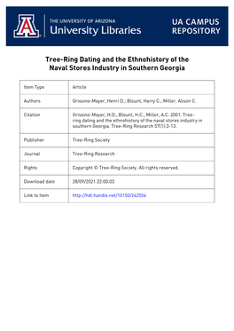 Tree -Ring Dating and the Ethnohistory of the Naval Stores Industry in Southern Georgia