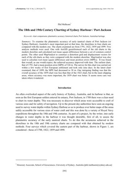 The 18Th and 19Th Century Charting of Sydney Harbour / Port Jackson