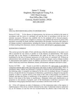 James T. Young Singleton, Burroughs & Young, P.A. 1303 Third Avenue Post Office Box 1244 Conway, South Carolina 29528 843-2