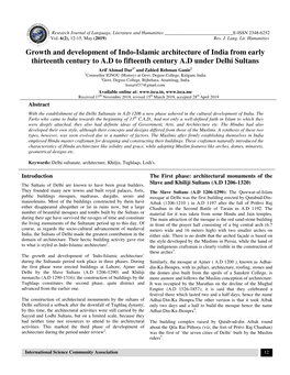 Growth and Development of Indo Thirteenth Century to A.D to Fifteenth