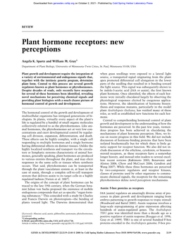 Plant Hormone Receptors: New Perceptions