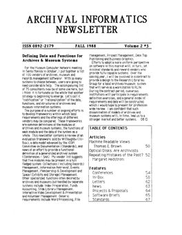 Archival Informatics Newsletter