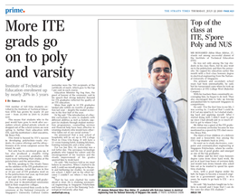 More ITE Grads Go on to Poly and Varsity