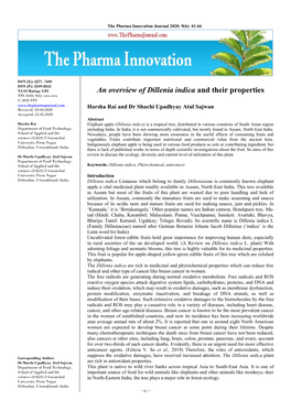 An Overview of Dillenia Indica and Their Properties