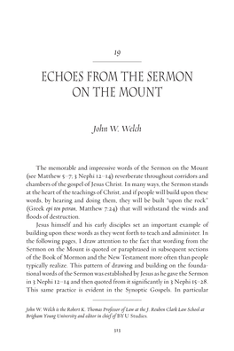 Echoes from the Sermon on the Mount