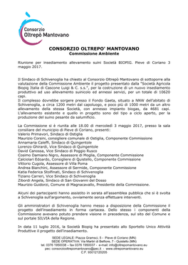 CONSORZIO OLTREPO' MANTOVANO Commissione Ambiente