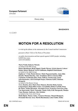 En En Motion for a Resolution