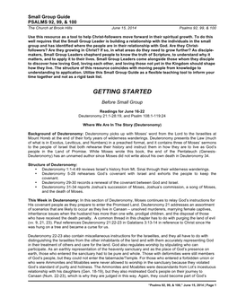 Small Group Guide PSALMS 92, 99, & 100 the Church at Brook Hills June 15, 2014 Psalms 92, 99, & 100