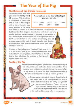 The Year of the Pig Answers