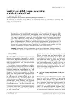 Vertical-Axis Tidal-Current Generators and the Pentland Firth