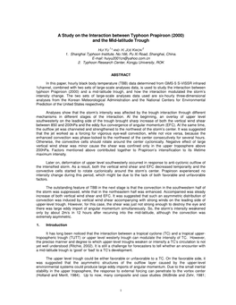 A Study on the Interaction Between Typhoon Prapiroon (2000) and the Mid-Latitude Trough