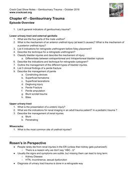 Genitourinary Trauma Rosen's in Perspective