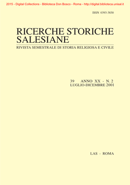 Ricerche Storiche Salesiane Rivista Semestrale Di Storia Religiosa E Civile