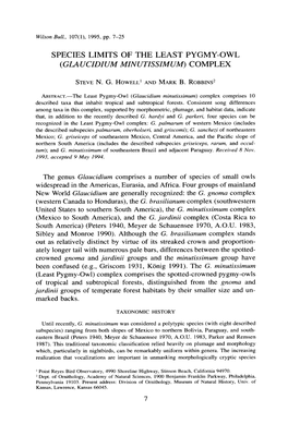 Species Limits of the Least Pygmy-Owl (Glaucidium