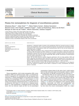 Plasma Free Metanephrines for Diagnosis of Neuroblastoma Patients