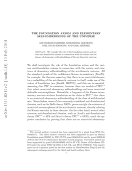 The Foundation Axiom and Elementary Self-Embeddings of the Universe