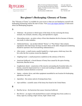 Beekeeping Glossary of Terms