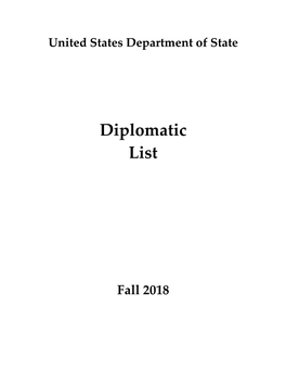 Diplomatic List – Fall 2018