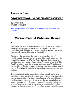 Rat Hunting: a Baltimore Memoir