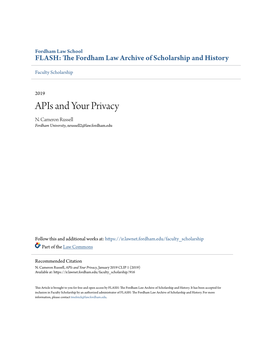 Apis and Your Privacy N
