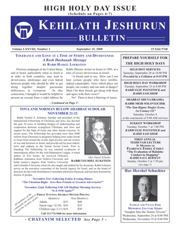 Kehilath Jeshurun Bulletin