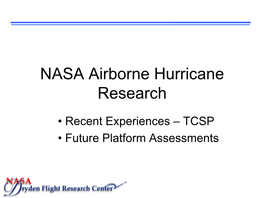 NASA Airborne Hurricane Research