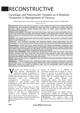 Curettage and Policresulen Tampon As a Modality Treatment in Management of Verucca