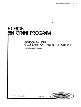 Fj Sgp-T-77-002 C. 2 Matanzas Inlet Glossaryof Inlets Report ¹5